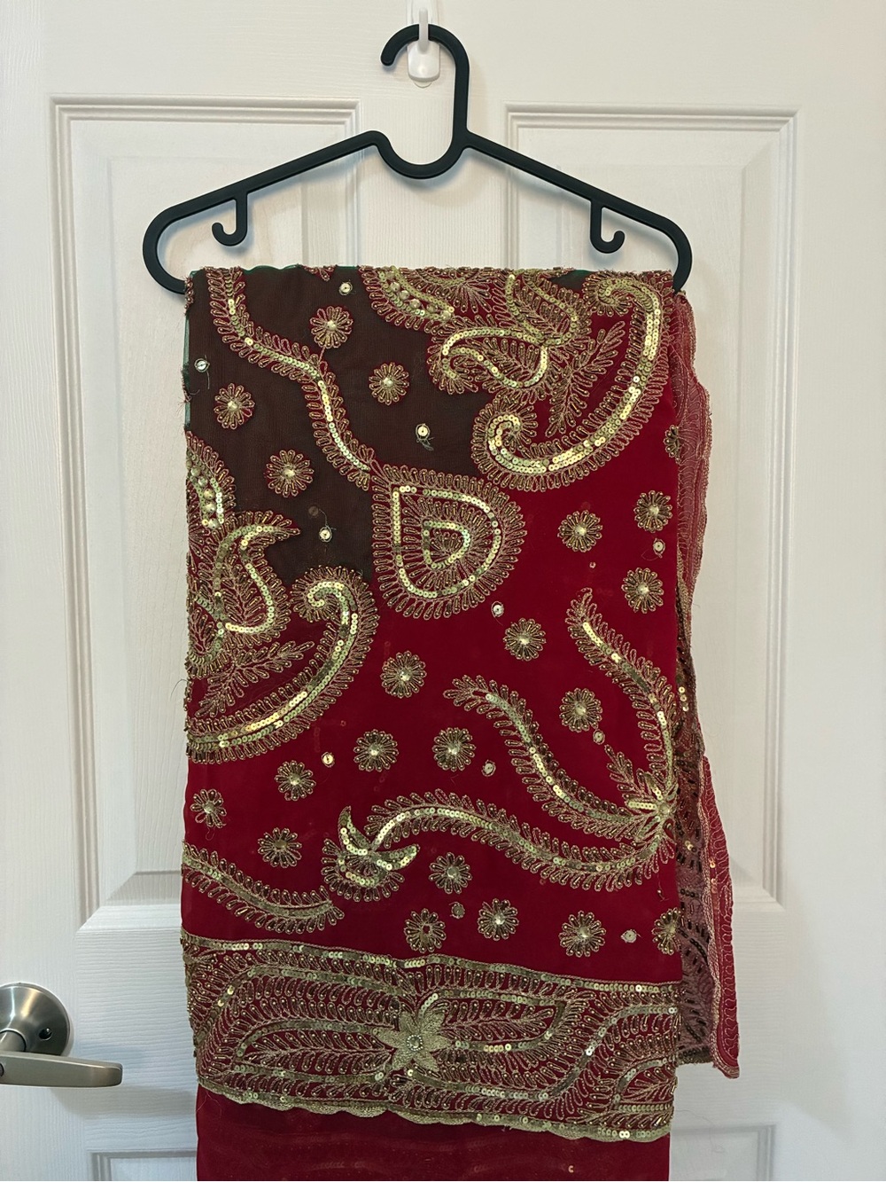 Embellished Red & Gold Saree